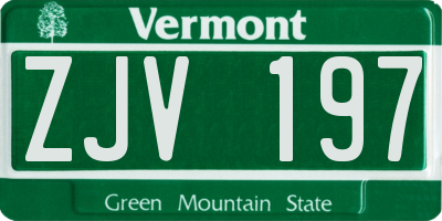 VT license plate ZJV197