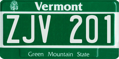 VT license plate ZJV201
