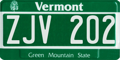 VT license plate ZJV202
