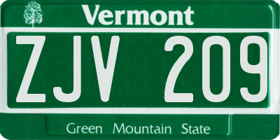 VT license plate ZJV209