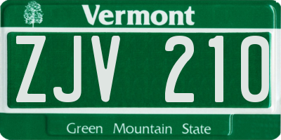 VT license plate ZJV210