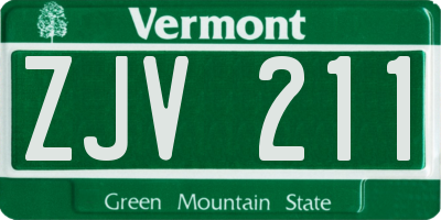 VT license plate ZJV211