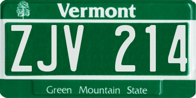 VT license plate ZJV214