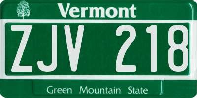 VT license plate ZJV218