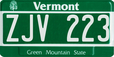 VT license plate ZJV223