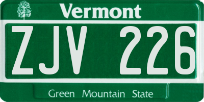 VT license plate ZJV226