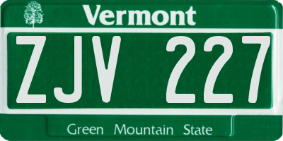 VT license plate ZJV227