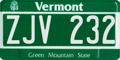 VT license plate ZJV232