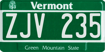 VT license plate ZJV235