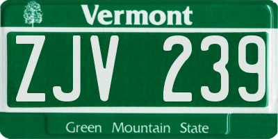 VT license plate ZJV239