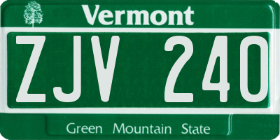 VT license plate ZJV240