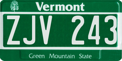VT license plate ZJV243