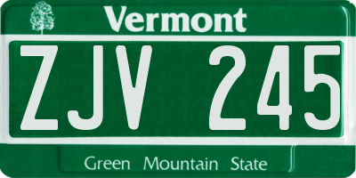 VT license plate ZJV245