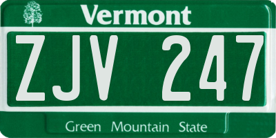 VT license plate ZJV247