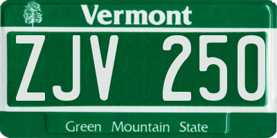 VT license plate ZJV250
