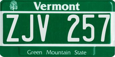 VT license plate ZJV257