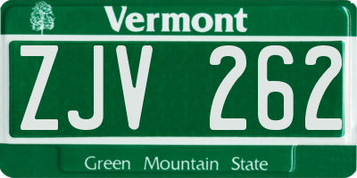 VT license plate ZJV262