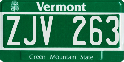 VT license plate ZJV263