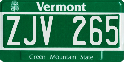 VT license plate ZJV265