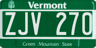 VT license plate ZJV270