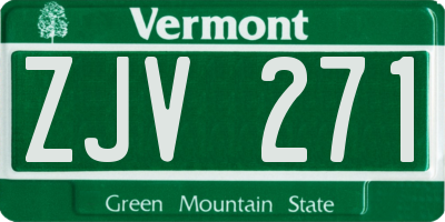 VT license plate ZJV271
