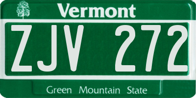 VT license plate ZJV272