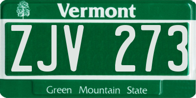 VT license plate ZJV273