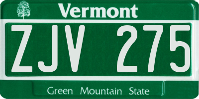 VT license plate ZJV275