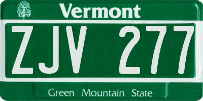 VT license plate ZJV277