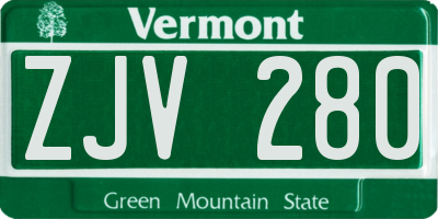 VT license plate ZJV280