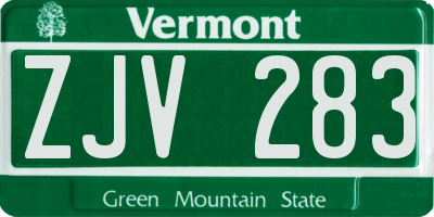 VT license plate ZJV283