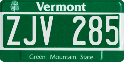 VT license plate ZJV285
