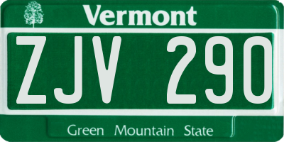 VT license plate ZJV290