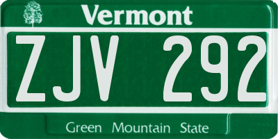 VT license plate ZJV292