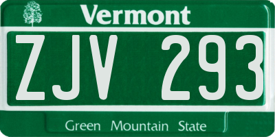 VT license plate ZJV293