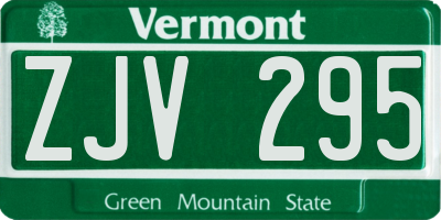 VT license plate ZJV295