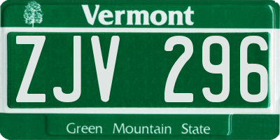 VT license plate ZJV296