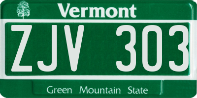 VT license plate ZJV303