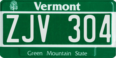 VT license plate ZJV304