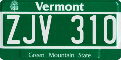 VT license plate ZJV310