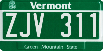 VT license plate ZJV311