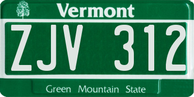VT license plate ZJV312