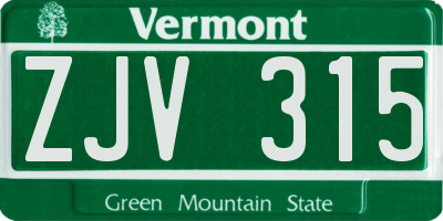 VT license plate ZJV315