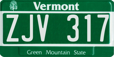 VT license plate ZJV317