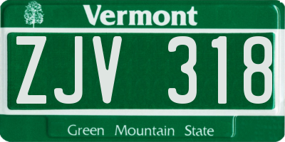 VT license plate ZJV318