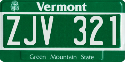 VT license plate ZJV321
