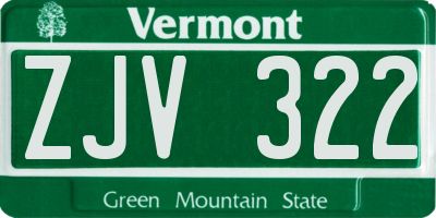 VT license plate ZJV322