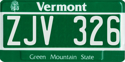 VT license plate ZJV326