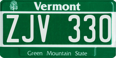 VT license plate ZJV330