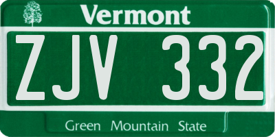 VT license plate ZJV332
